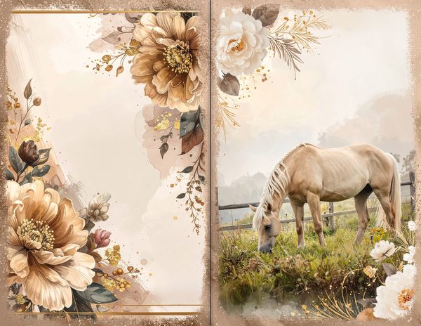 30 Palomino Pony Journal Spreads: Printable Open Book Pages - Commercial Use JPGs — image 21