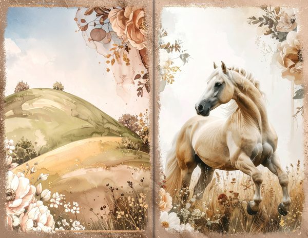 30 Palomino Pony Journal Spreads: Printable Open Book Pages - Commercial Use JPGs — image 22