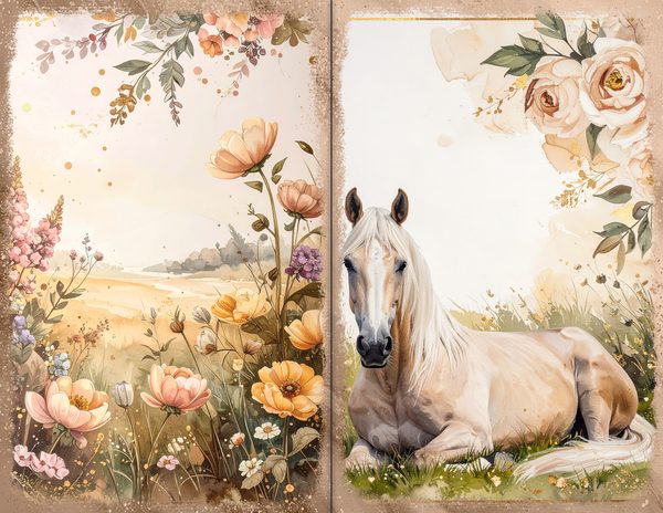 30 Palomino Pony Journal Spreads: Printable Open Book Pages - Commercial Use JPGs — image 24