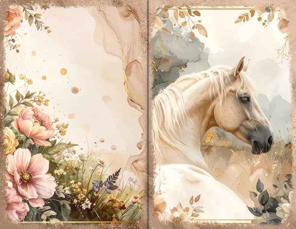 30 Palomino Pony Journal Spreads: Printable Open Book Pages - Commercial Use JPGs — image 25