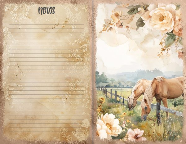 30 Palomino Pony Journal Spreads: Printable Open Book Pages - Commercial Use JPGs — image 26