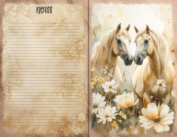 30 Palomino Pony Journal Spreads: Printable Open Book Pages - Commercial Use JPGs — image 27
