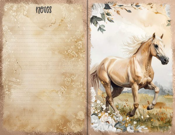 30 Palomino Pony Journal Spreads: Printable Open Book Pages - Commercial Use JPGs — image 29
