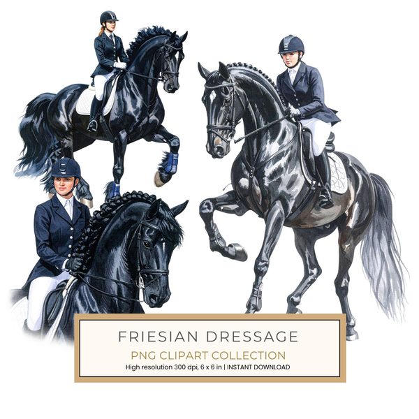 11 Watercolor Dressage Clipart: Equestrian Art Illustration (Digital Download, Commercial Use)