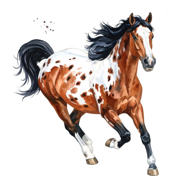 13 Pinto Paint Horse Clipart - Watercolor Horse PNG (Digital Download, Commercial Use) — image 2