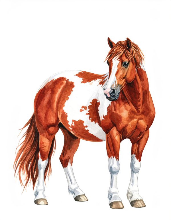 13 Pinto Paint Horse Clipart - Watercolor Horse PNG (Digital Download, Commercial Use) — image 4