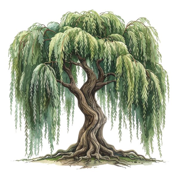 12 Weeping Willow Tree of Life Clipart PNG - Watercolor Style (Digital Download, Commercial Use) — image 3