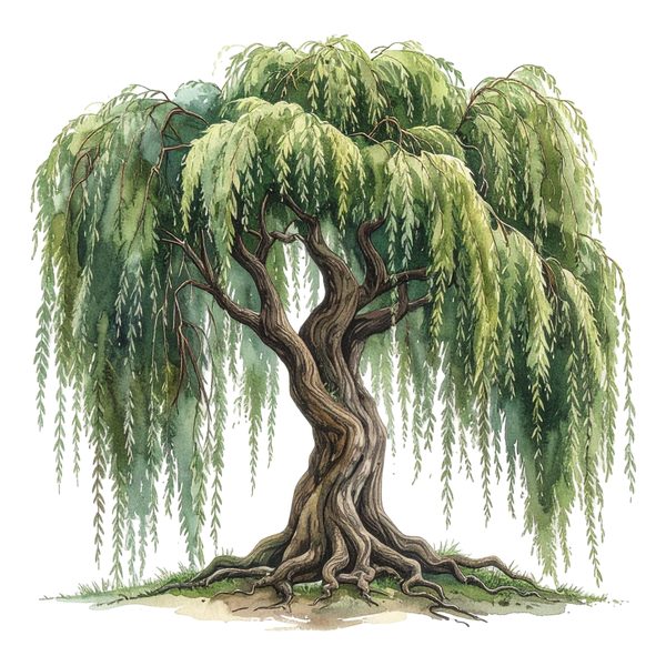 12 Weeping Willow Tree of Life Clipart PNG - Watercolor Style (Digital Download, Commercial Use) — image 4