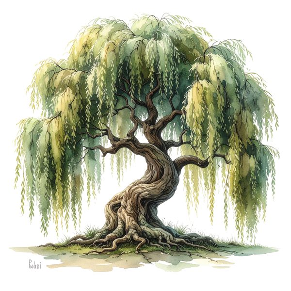12 Weeping Willow Tree of Life Clipart PNG - Watercolor Style (Digital Download, Commercial Use) — image 6