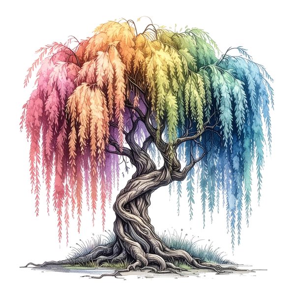 12 Rainbow Willow Tree of Life Clipart PNG - Watercolor Style (Digital Download, Commercial Use) — image 3