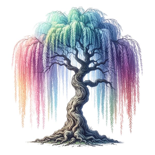 12 Rainbow Willow Tree of Life Clipart PNG - Watercolor Style (Digital Download, Commercial Use) — image 8