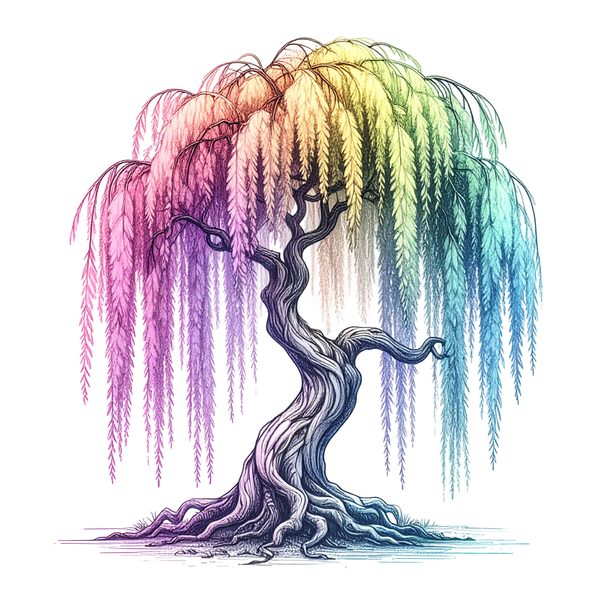 12 Rainbow Willow Tree of Life Clipart PNG - Watercolor Style (Digital Download, Commercial Use) — image 12