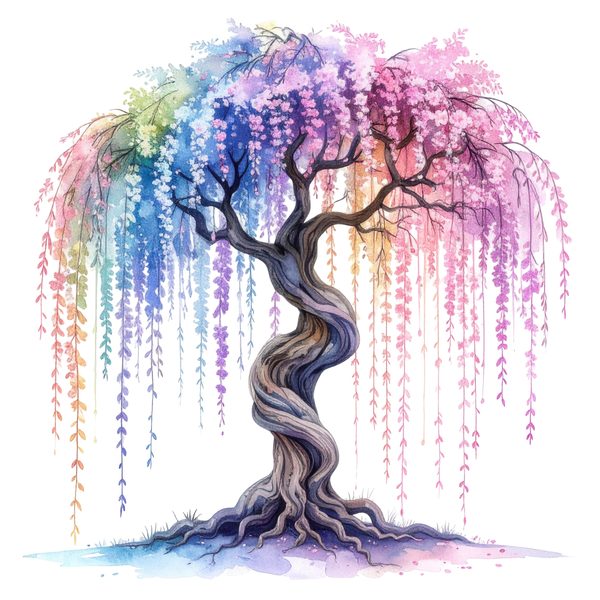 12 Rainbow Willow Tree of Life Clipart PNG - Watercolor Style (Digital Download, Commercial Use) — image 13