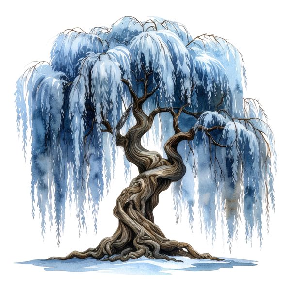 11 Blue Weeping Willow Tree Clipart – Watercolor Style, Commercial Use (Digital Download) — image 1