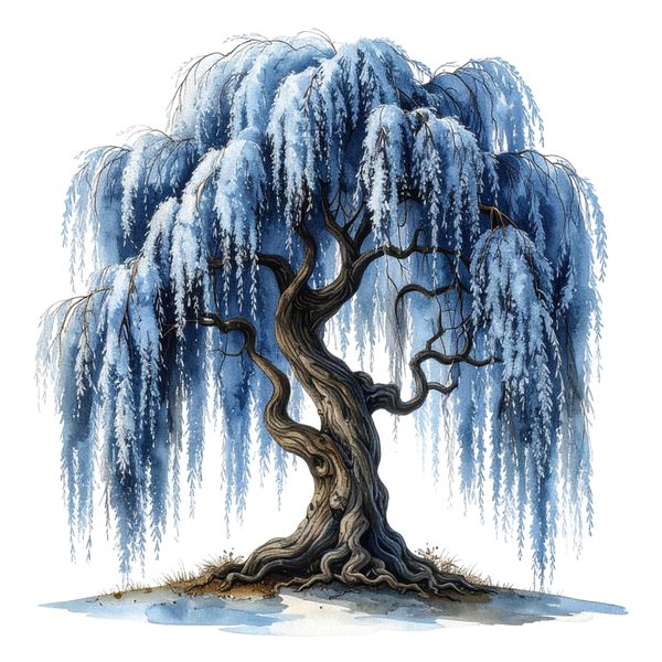 11 Blue Weeping Willow Tree Clipart – Watercolor Style, Commercial Use (Digital Download) — image 7