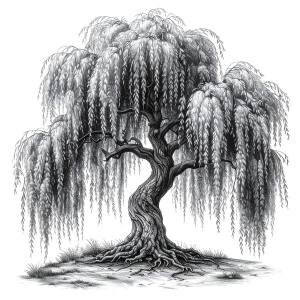 12 Weeping Willow Tree of Life Clipart – Watercolor Sketch Line Art (Digital Download) — image 3