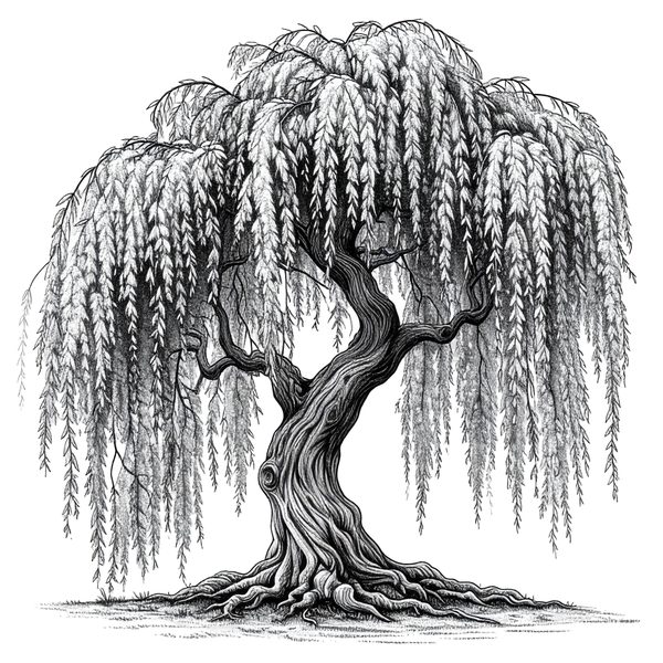 12 Weeping Willow Tree of Life Clipart – Watercolor Sketch Line Art (Digital Download) — image 5
