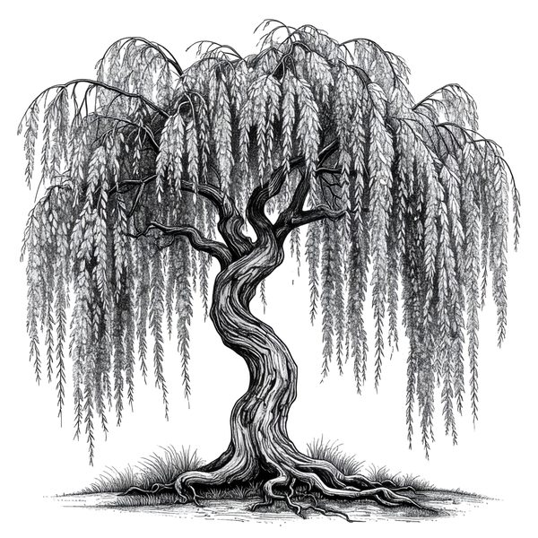 12 Weeping Willow Tree of Life Clipart – Watercolor Sketch Line Art (Digital Download) — image 6