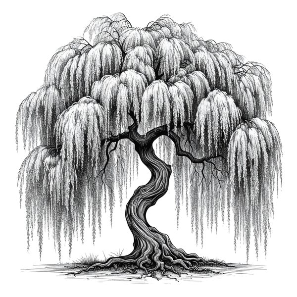 12 Weeping Willow Tree of Life Clipart – Watercolor Sketch Line Art (Digital Download) — image 7