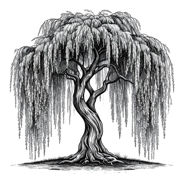 12 Weeping Willow Tree of Life Clipart – Watercolor Sketch Line Art (Digital Download) — image 8