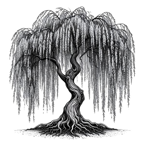 12 Weeping Willow Tree of Life Clipart – Watercolor Sketch Line Art (Digital Download) — image 9