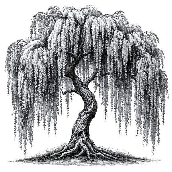 12 Weeping Willow Tree of Life Clipart – Watercolor Sketch Line Art (Digital Download) — image 10