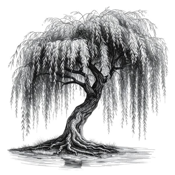 12 Weeping Willow Tree of Life Clipart – Watercolor Sketch Line Art (Digital Download) — image 11