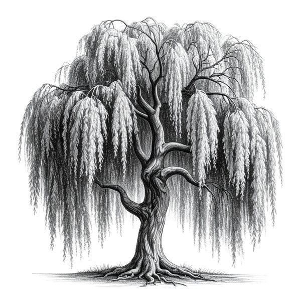 12 Weeping Willow Tree of Life Clipart – Watercolor Sketch Line Art (Digital Download) — image 12