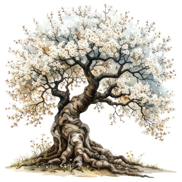 12 Cherry Blossom Tree of Life Clipart PNG - Watercolor Style (Digital Download, Commercial Use) — image 1