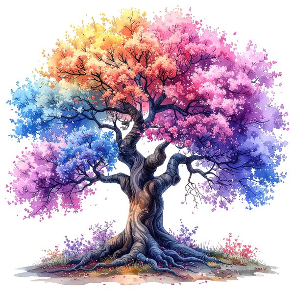 12 Rainbow Cherry Tree of Life Clipart PNG - Watercolor Style (Digital Download - Commercial Use) — image 1