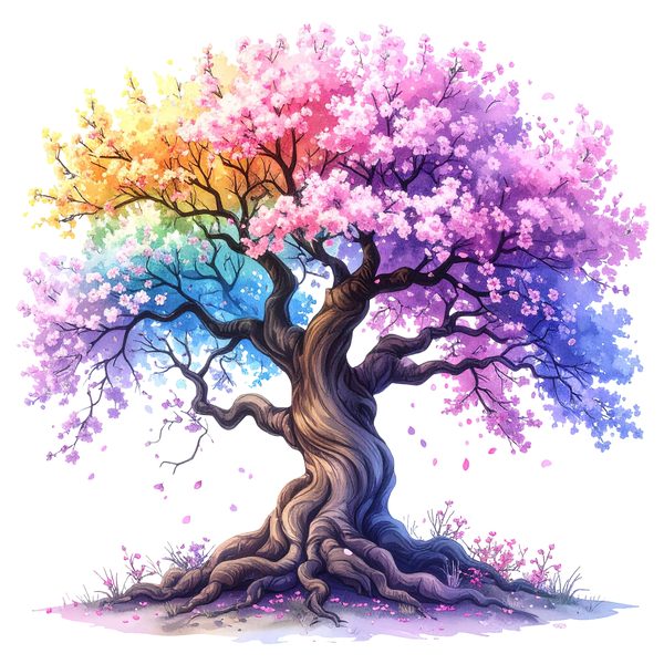 12 Rainbow Cherry Tree of Life Clipart PNG - Watercolor Style (Digital Download - Commercial Use) — image 2