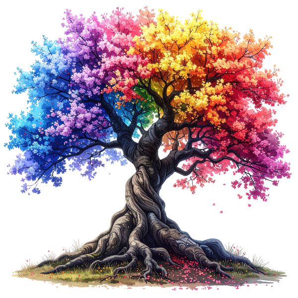 12 Rainbow Cherry Tree of Life Clipart PNG - Watercolor Style (Digital Download - Commercial Use) — image 3