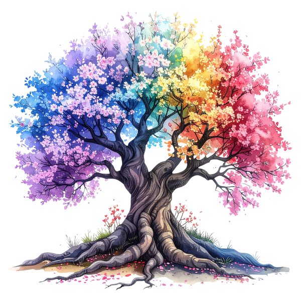 12 Rainbow Cherry Tree of Life Clipart PNG - Watercolor Style (Digital Download - Commercial Use) — image 4