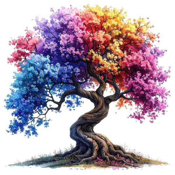 12 Rainbow Cherry Tree of Life Clipart PNG - Watercolor Style (Digital Download - Commercial Use) — image 5