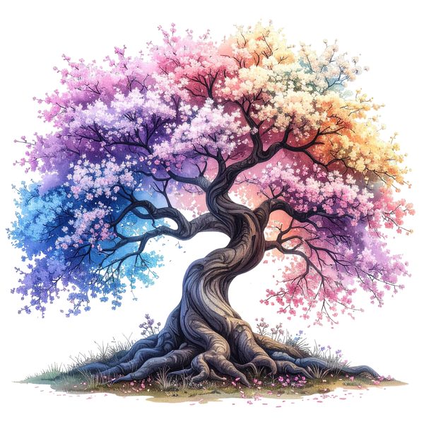 12 Rainbow Cherry Tree of Life Clipart PNG - Watercolor Style (Digital Download - Commercial Use) — image 6