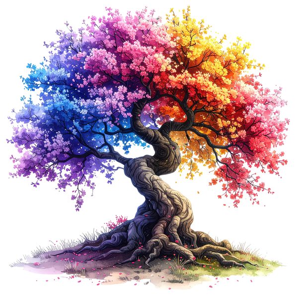 12 Rainbow Cherry Tree of Life Clipart PNG - Watercolor Style (Digital Download - Commercial Use) — image 7