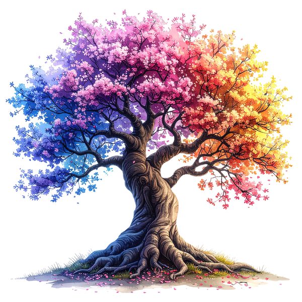 12 Rainbow Cherry Tree of Life Clipart PNG - Watercolor Style (Digital Download - Commercial Use) — image 9