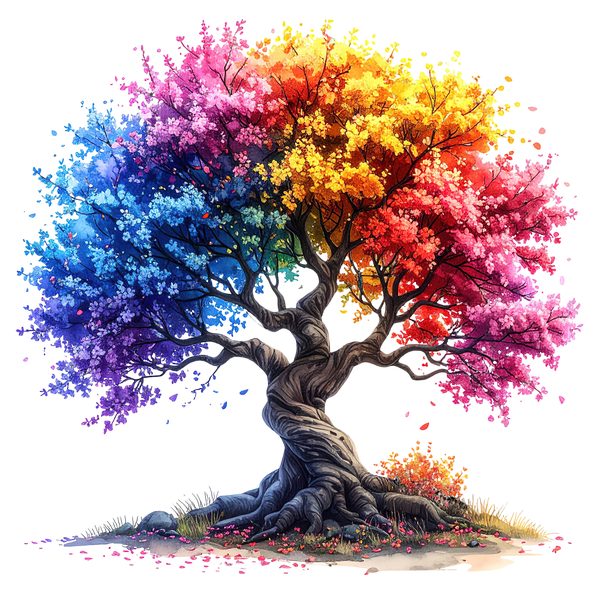 12 Rainbow Cherry Tree of Life Clipart PNG - Watercolor Style (Digital Download - Commercial Use) — image 10