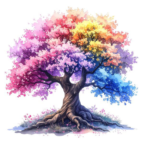 12 Rainbow Cherry Tree of Life Clipart PNG - Watercolor Style (Digital Download - Commercial Use) — image 11