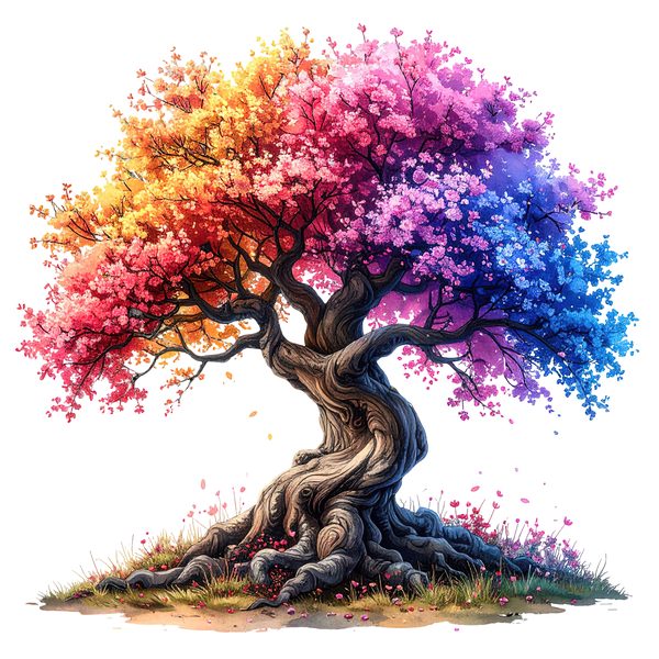 12 Rainbow Cherry Tree of Life Clipart PNG - Watercolor Style (Digital Download - Commercial Use) — image 12