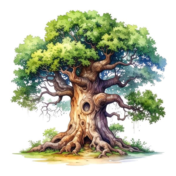 12 Natural Oak Tree of Life Clipart PNG - Watercolor Style (Digital Download - Commercial Use) — image 1