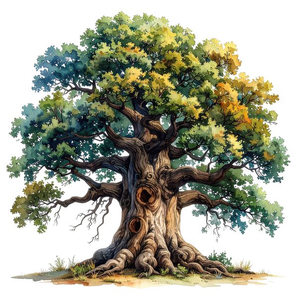 12 Natural Oak Tree of Life Clipart PNG - Watercolor Style (Digital Download - Commercial Use) — image 7