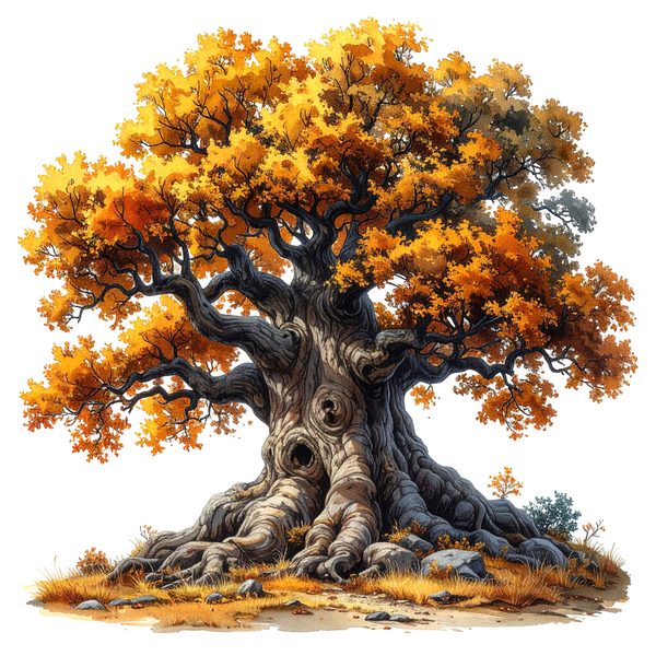 12 Autumn Oak Tree of Life Clipart PNG - Watercolor Style (Digital Download - Commercial Use) — image 1