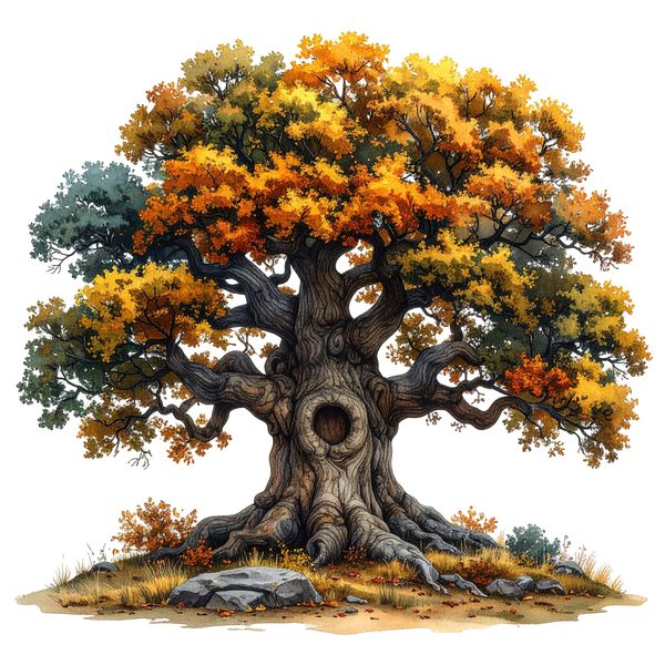 12 Autumn Oak Tree of Life Clipart PNG - Watercolor Style (Digital Download - Commercial Use) — image 6