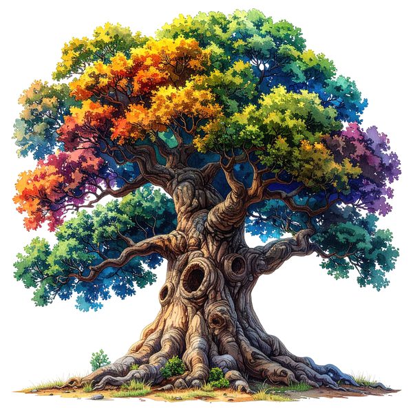 12 Colorful Oak Tree of Life Clipart PNG - Watercolor Style (Digital Download - Commercial Use) — image 1