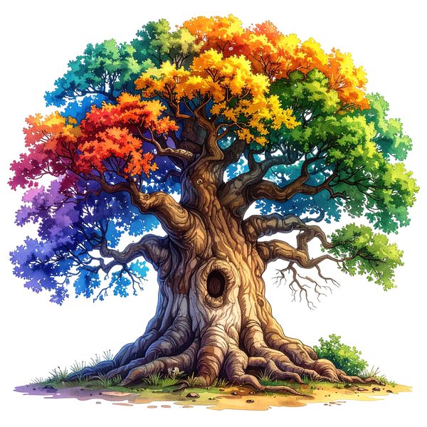 12 Colorful Oak Tree of Life Clipart PNG - Watercolor Style (Digital Download - Commercial Use) — image 2