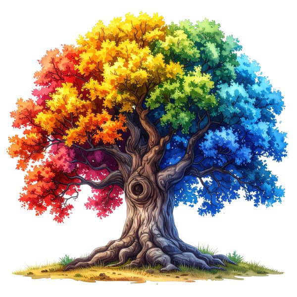12 Colorful Oak Tree of Life Clipart PNG - Watercolor Style (Digital Download - Commercial Use) — image 4