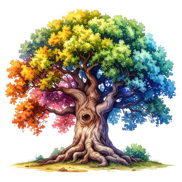 12 Colorful Oak Tree of Life Clipart PNG - Watercolor Style (Digital Download - Commercial Use) — image 5