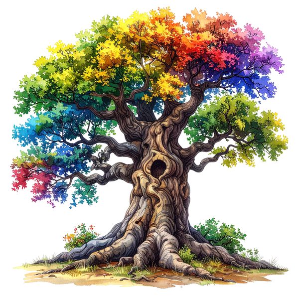 12 Colorful Oak Tree of Life Clipart PNG - Watercolor Style (Digital Download - Commercial Use) — image 6