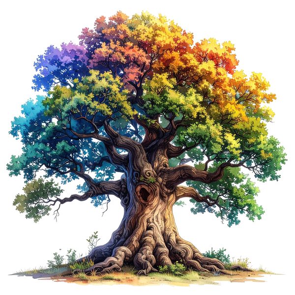 12 Colorful Oak Tree of Life Clipart PNG - Watercolor Style (Digital Download - Commercial Use) — image 7
